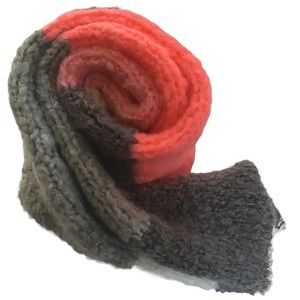 American Eagle Outfitters Knitted Infinity Scarf Acrylic Wool Coral Gray Cream